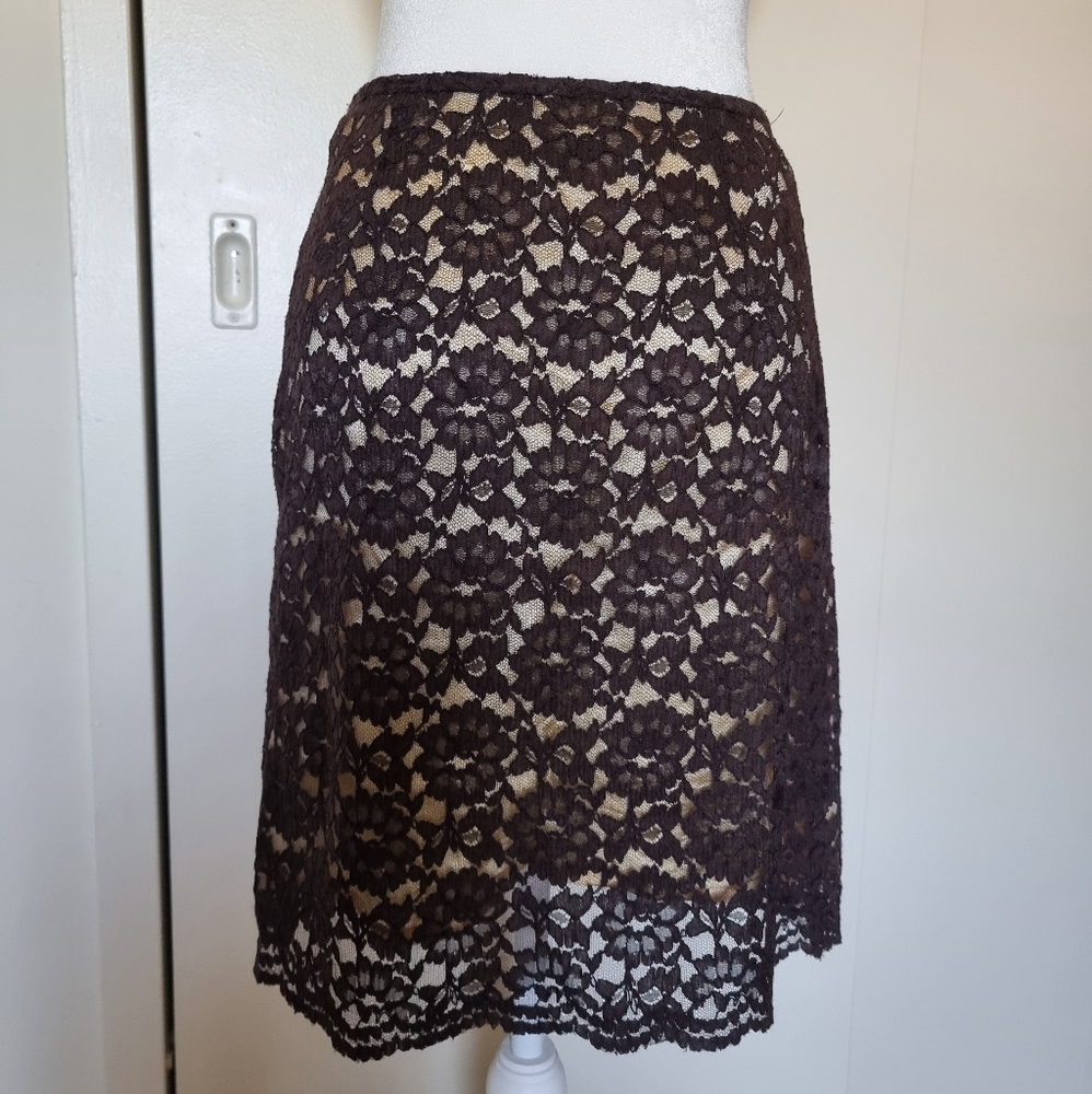 Vintage Influence de NAF NAF French XS/S Lace Skirt Brown/Golden.